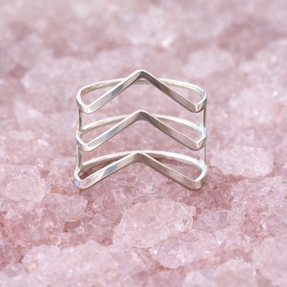 925 Silver multilayer V Ring Taxco, Mexico - Picture 5 of 14